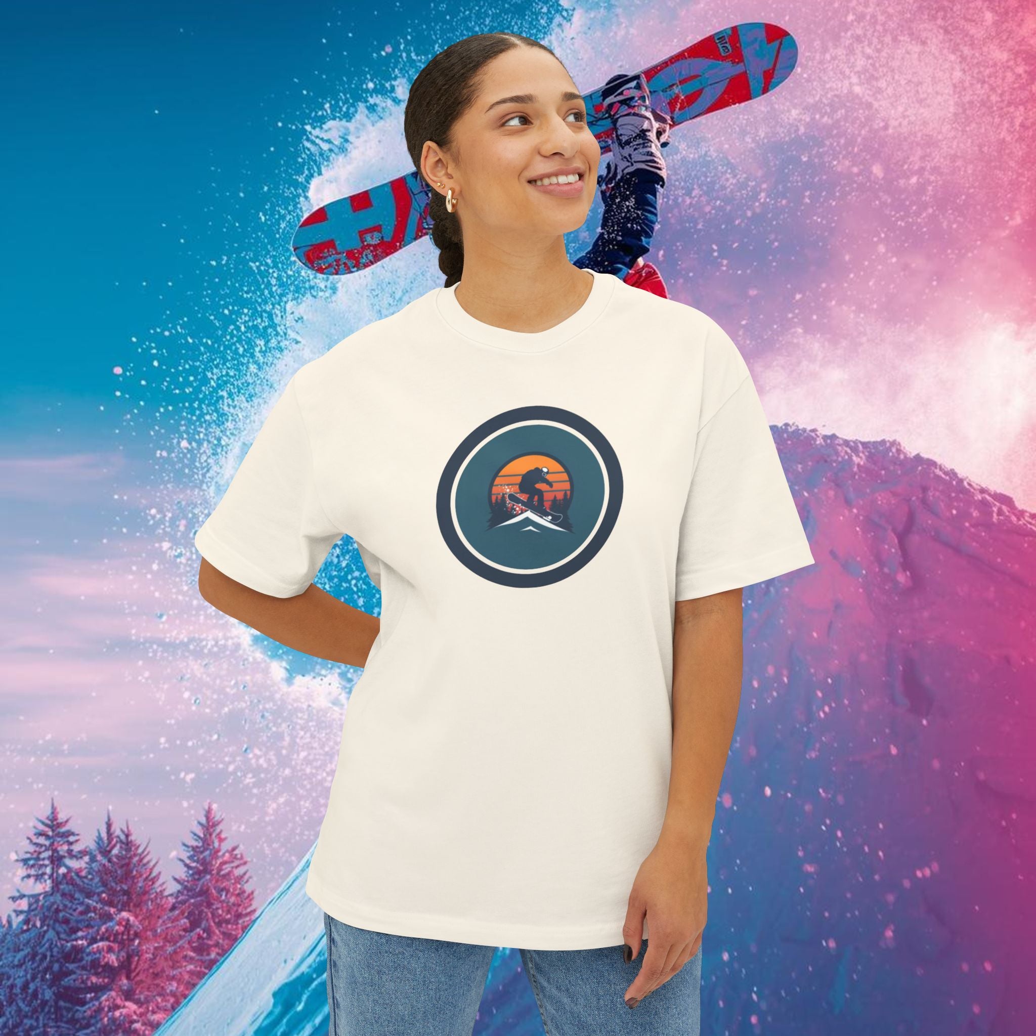 Snowboard Backflip Tee — Oversized Boxy Snowboarder T-Shirt