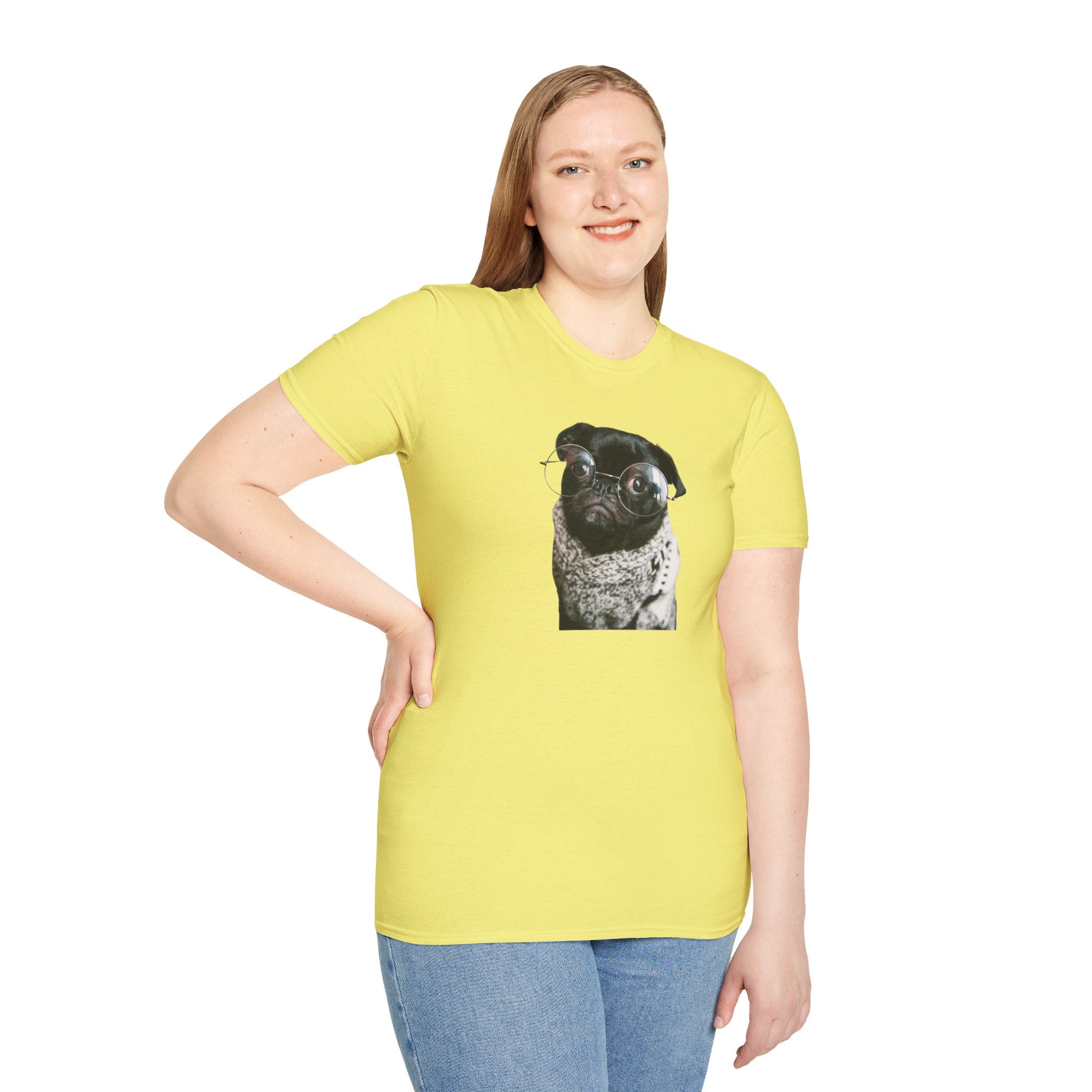 Cute Pug with glasses Graphic unisex T-Shirt