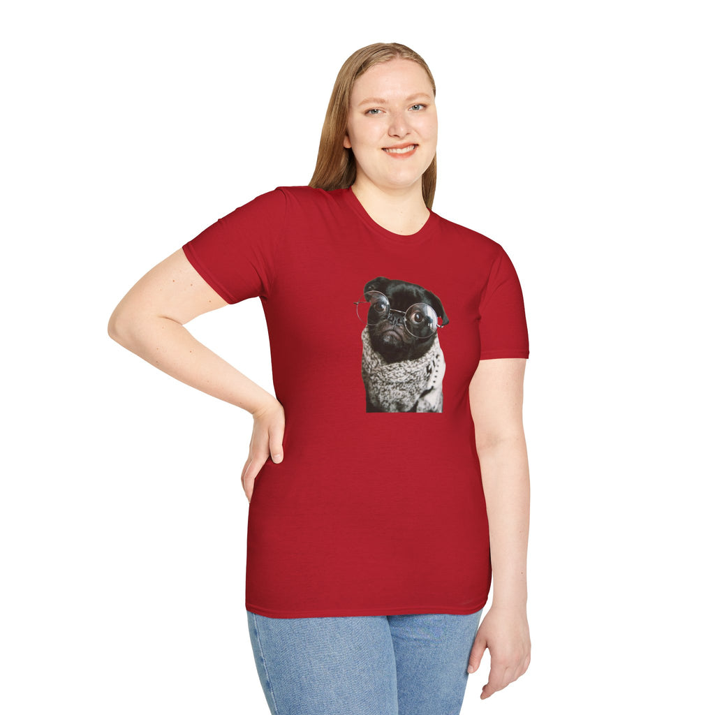 Cute Pug with glasses Graphic unisex T-Shirt