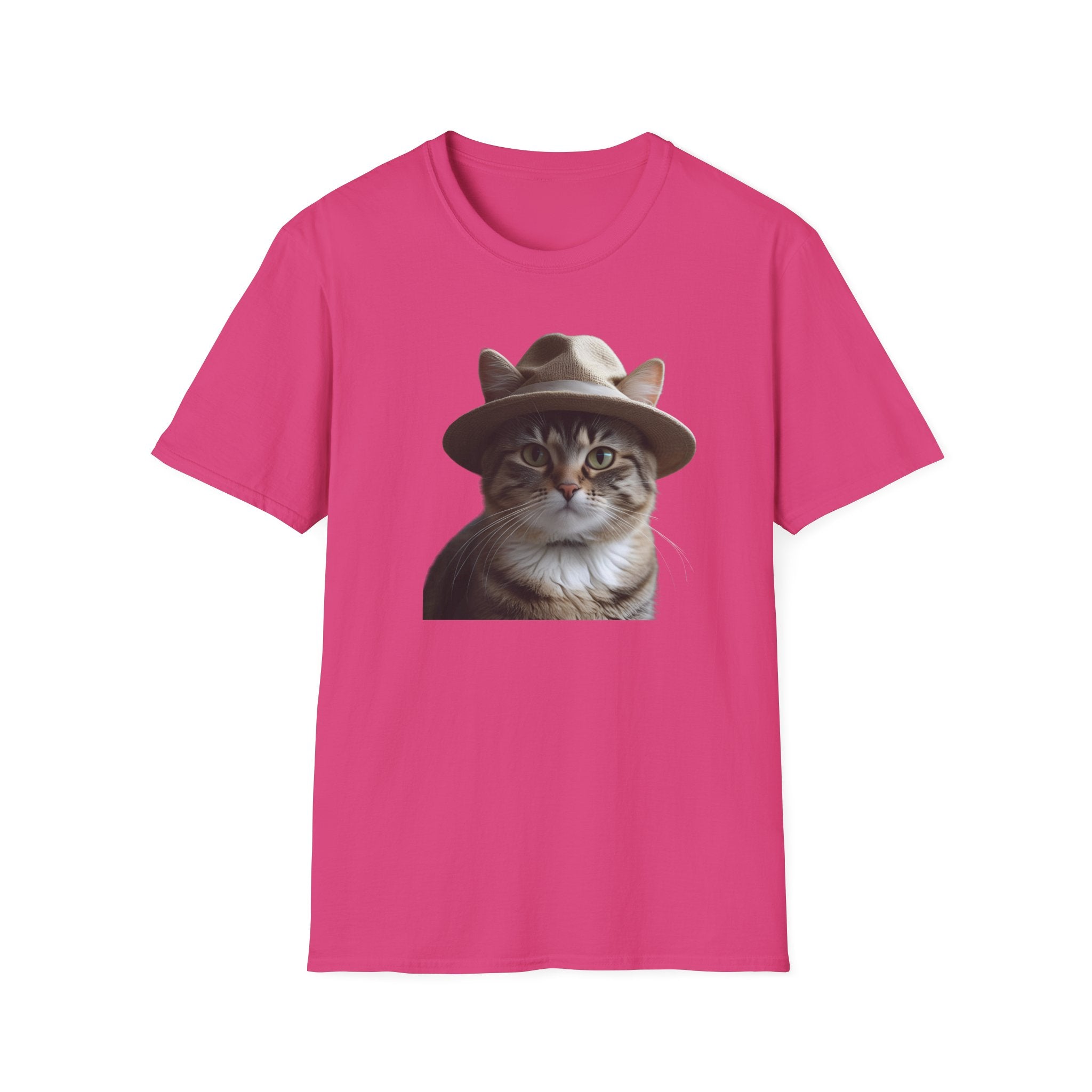 Cat in Hat Unisex T-Shirt, Funny Cat Shirt, Gift for Cat Lovers, Animal Lovers Apparel, Quirky Gift Idea