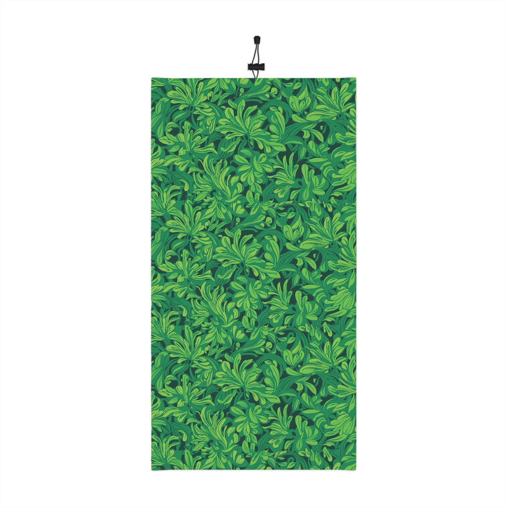 Green Foliage Winter Neck Gaiter — Drawstring Thermal Face Mask