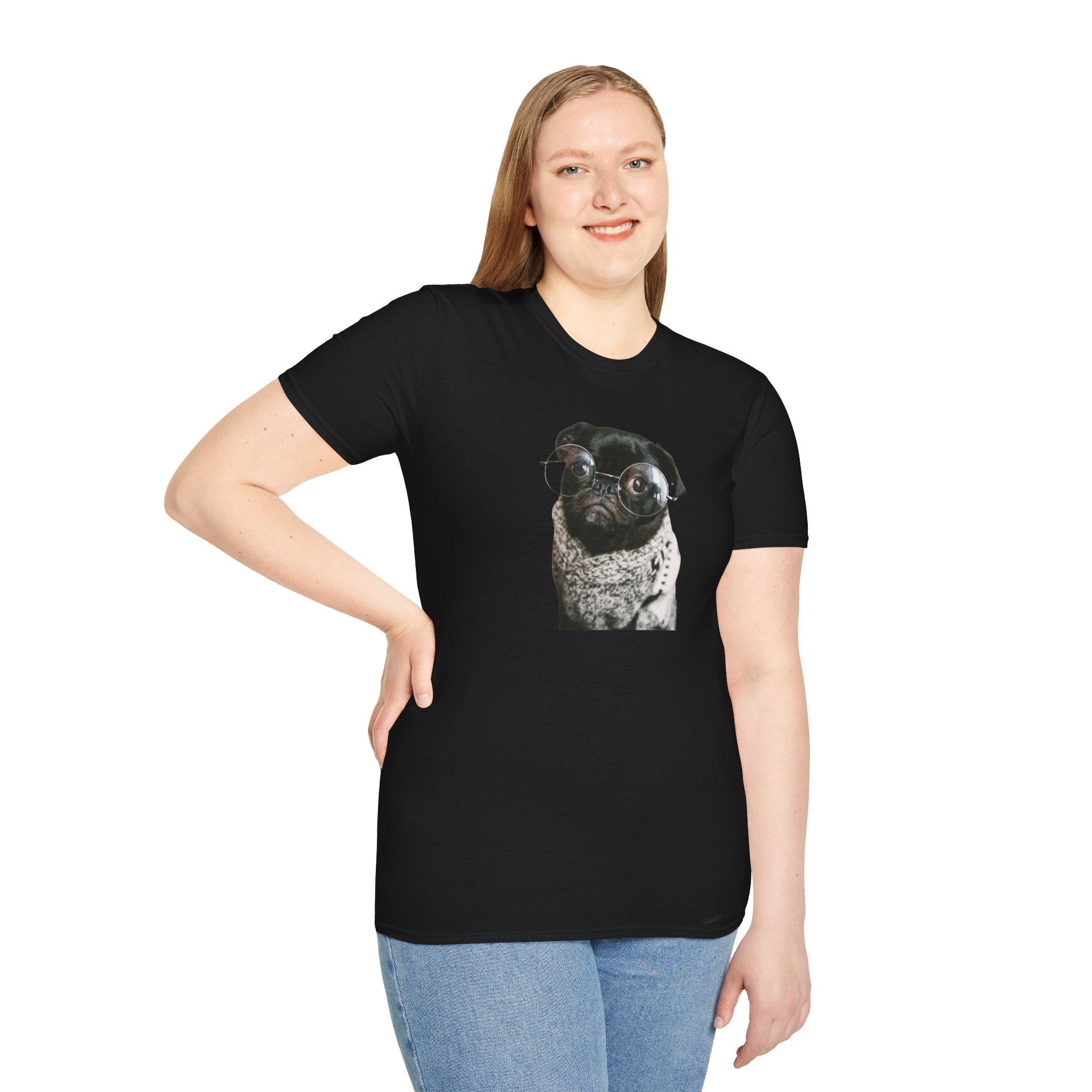 Cute Pug with glasses Graphic unisex T-Shirt