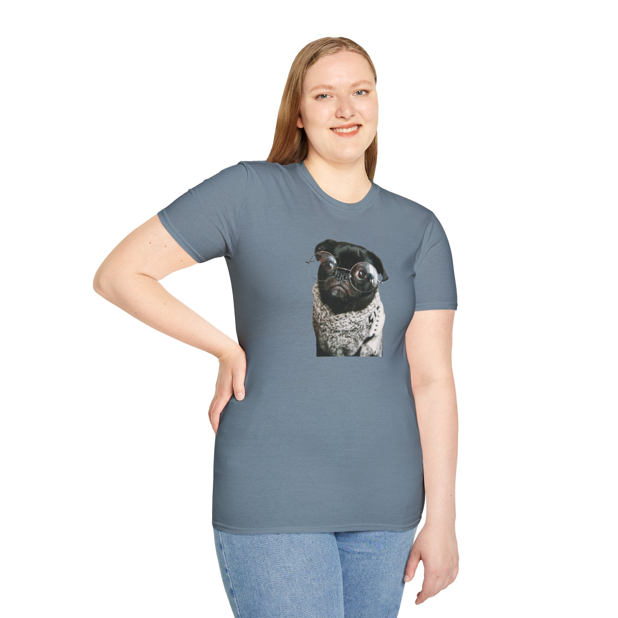 Cute Pug with glasses Graphic unisex T-Shirt