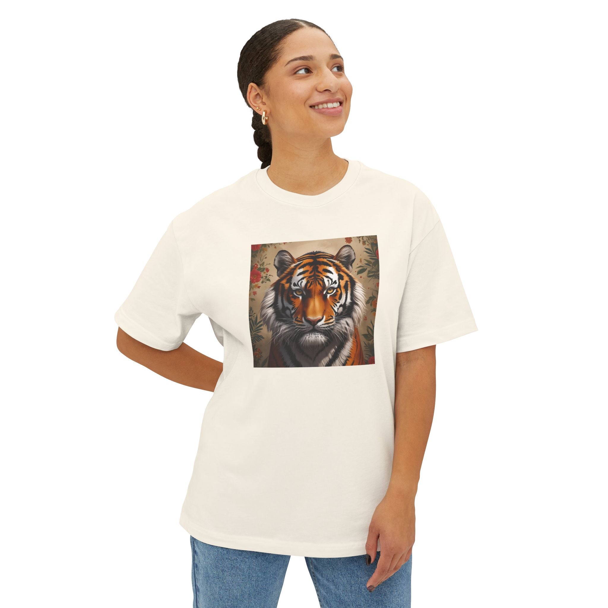 Wild Spirit Unisex Oversized Tee, Tiger Graphic Tee, Casual Streetwear, Animal Lover Shirt, Gifts for Wildlife Enthusiasts