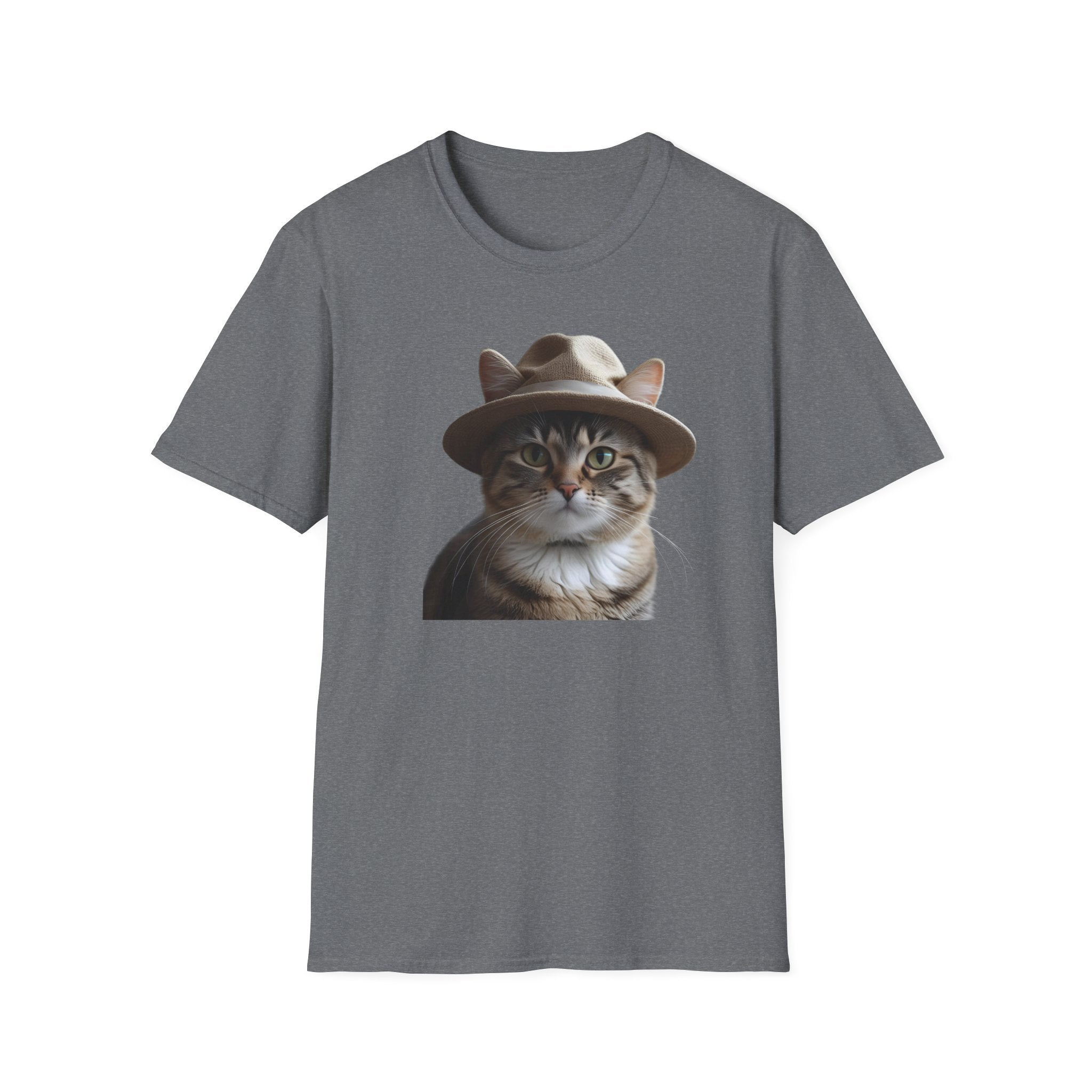 Cat in Hat Unisex T-Shirt, Funny Cat Shirt, Gift for Cat Lovers, Animal Lovers Apparel, Quirky Gift Idea