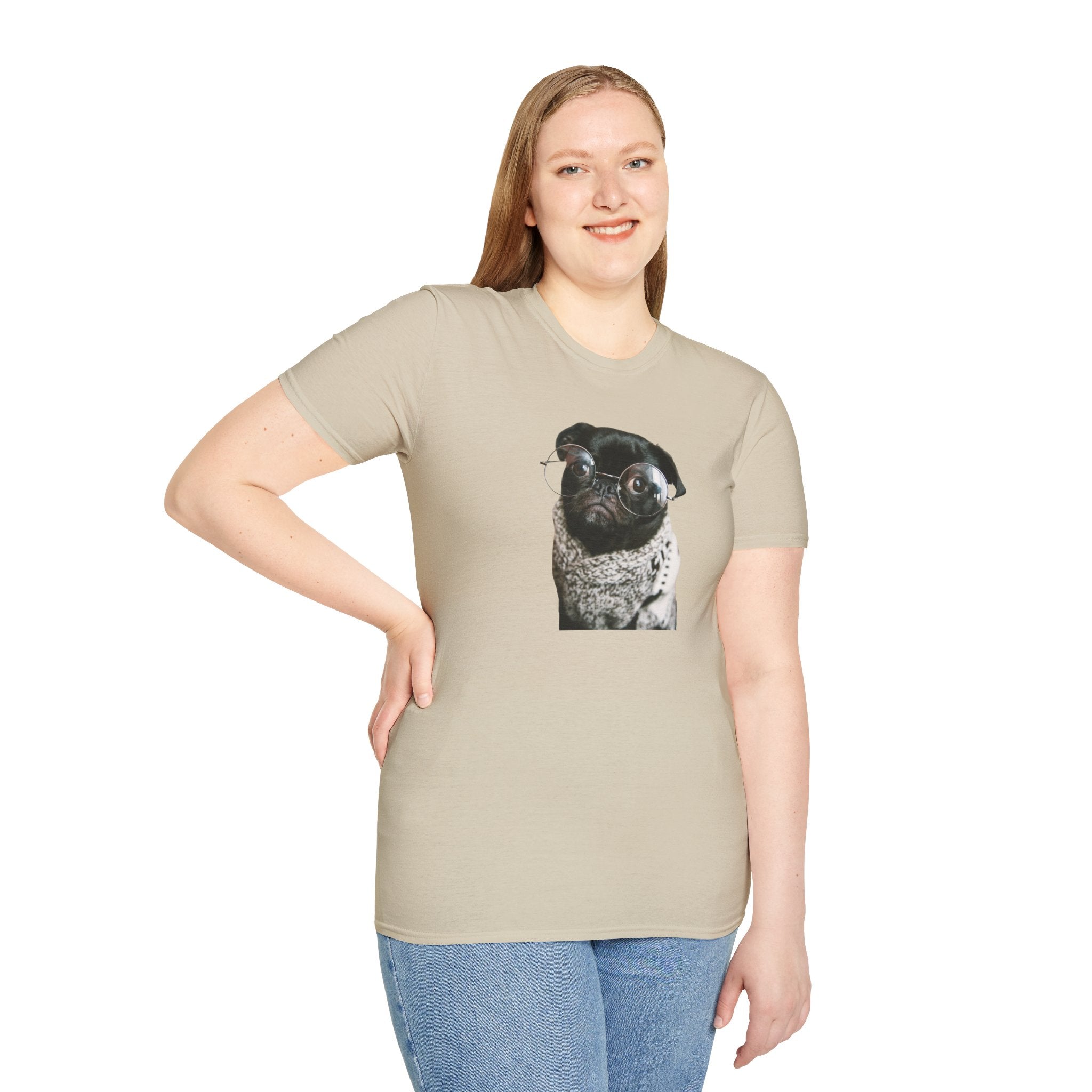 Cute Pug with glasses Graphic unisex T-Shirt