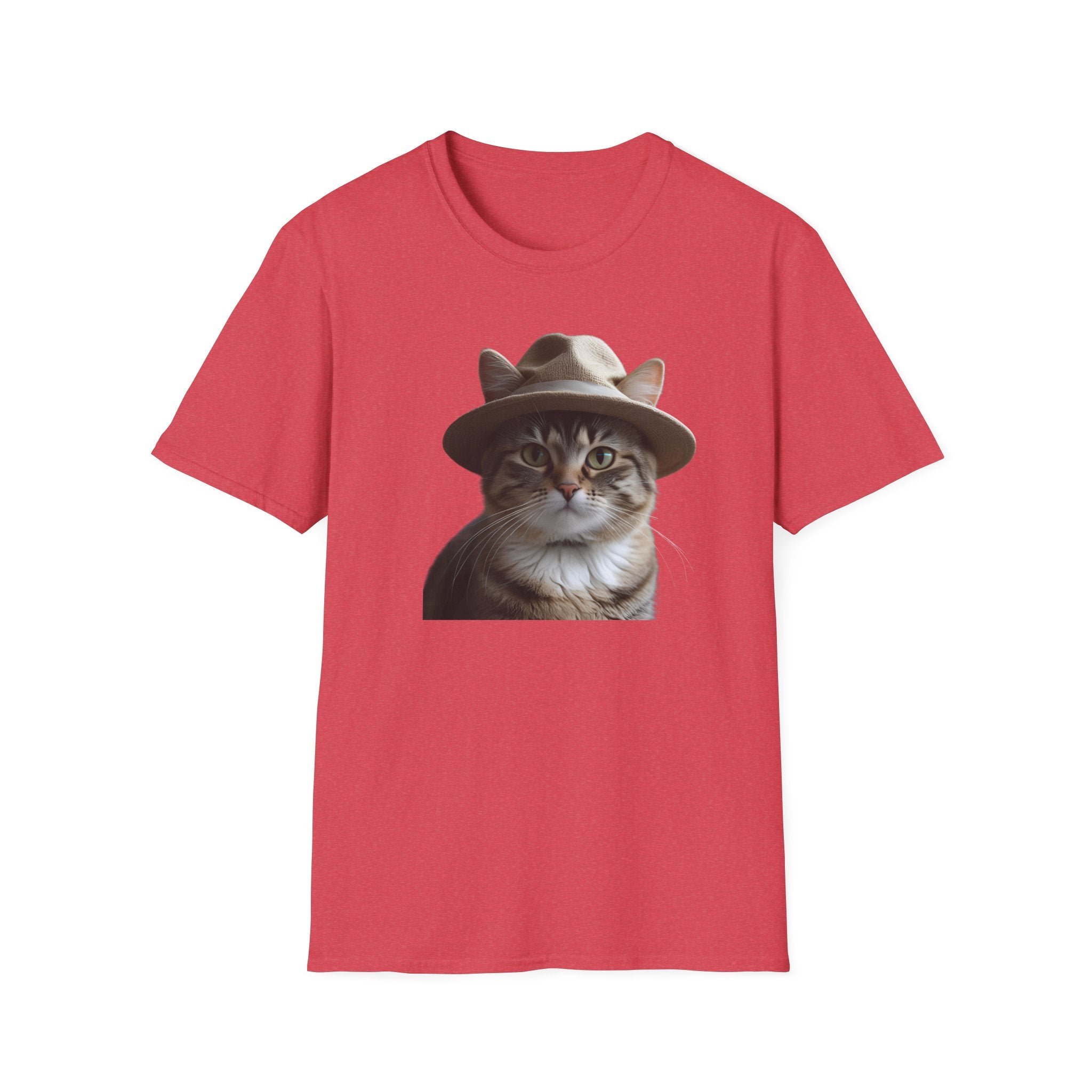 Cat in Hat Unisex T-Shirt, Funny Cat Shirt, Gift for Cat Lovers, Animal Lovers Apparel, Quirky Gift Idea