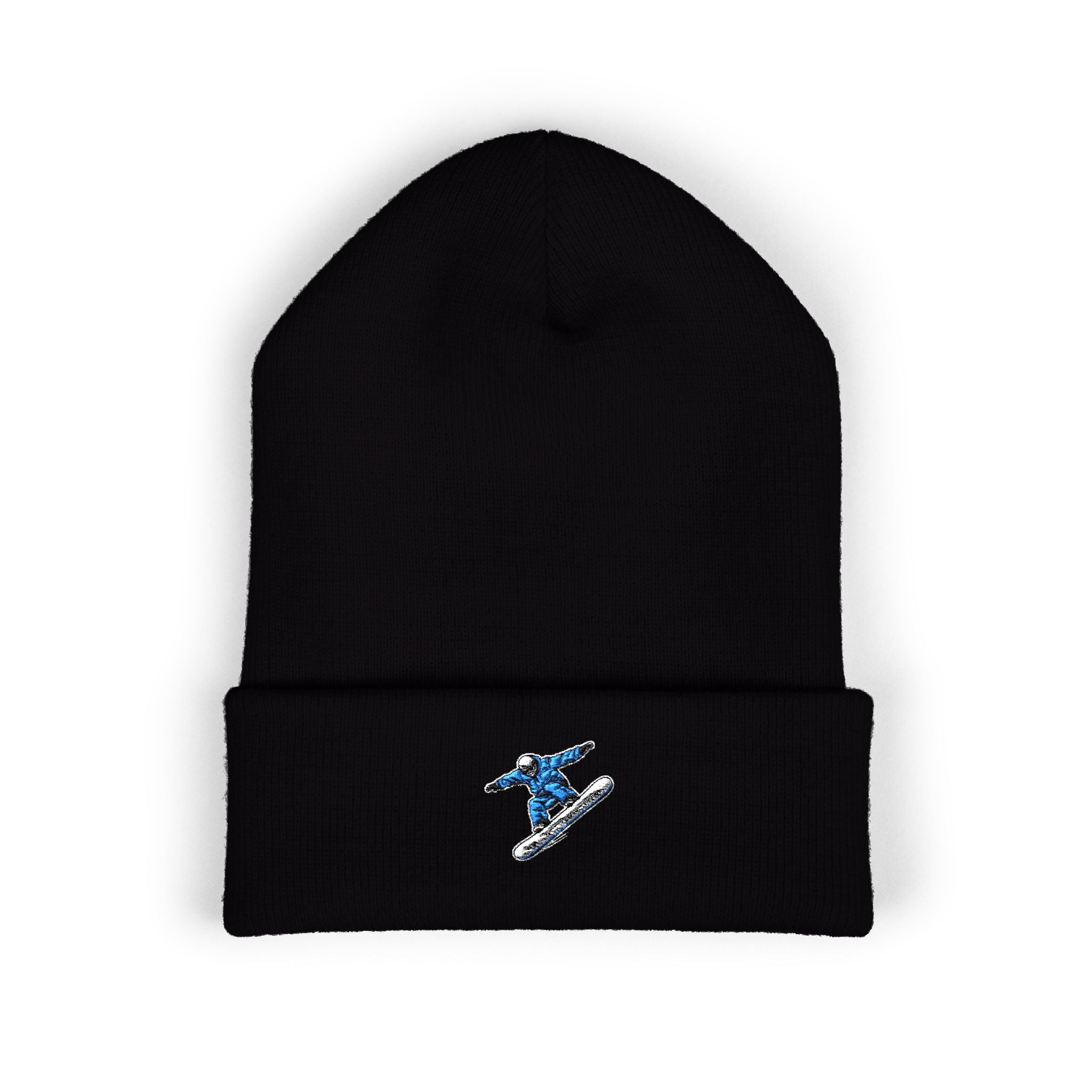 Embroidered Snowboarder Cuffed Beanie Customizable— Winter Ski & Snowboard Beanie