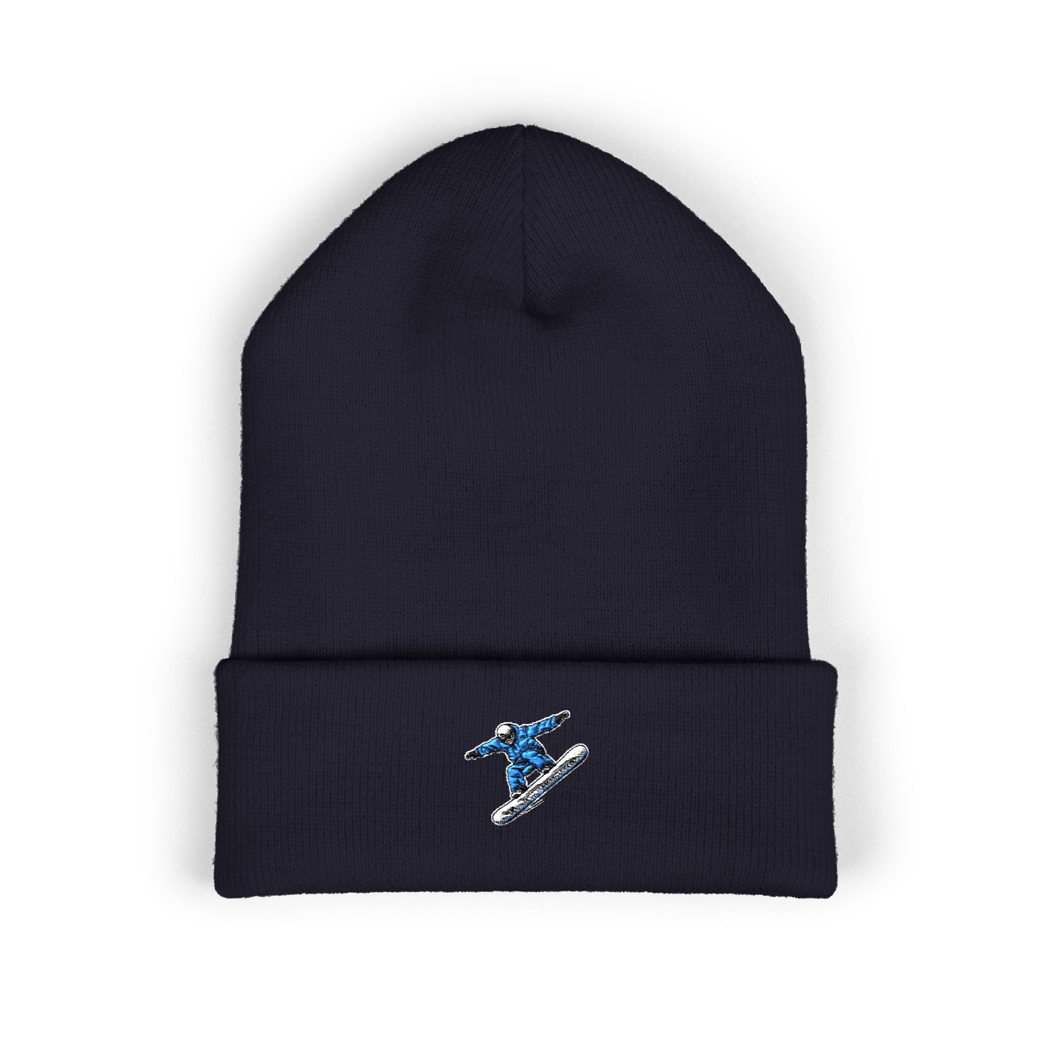 Embroidered Snowboarder Cuffed Beanie Customizable— Winter Ski & Snowboard Beanie