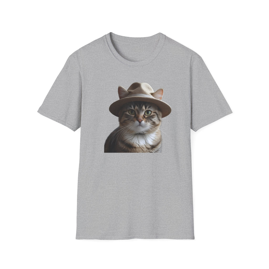 Cat in Hat Unisex T-Shirt, Funny Cat Shirt, Gift for Cat Lovers, Animal Lovers Apparel, Quirky Gift Idea