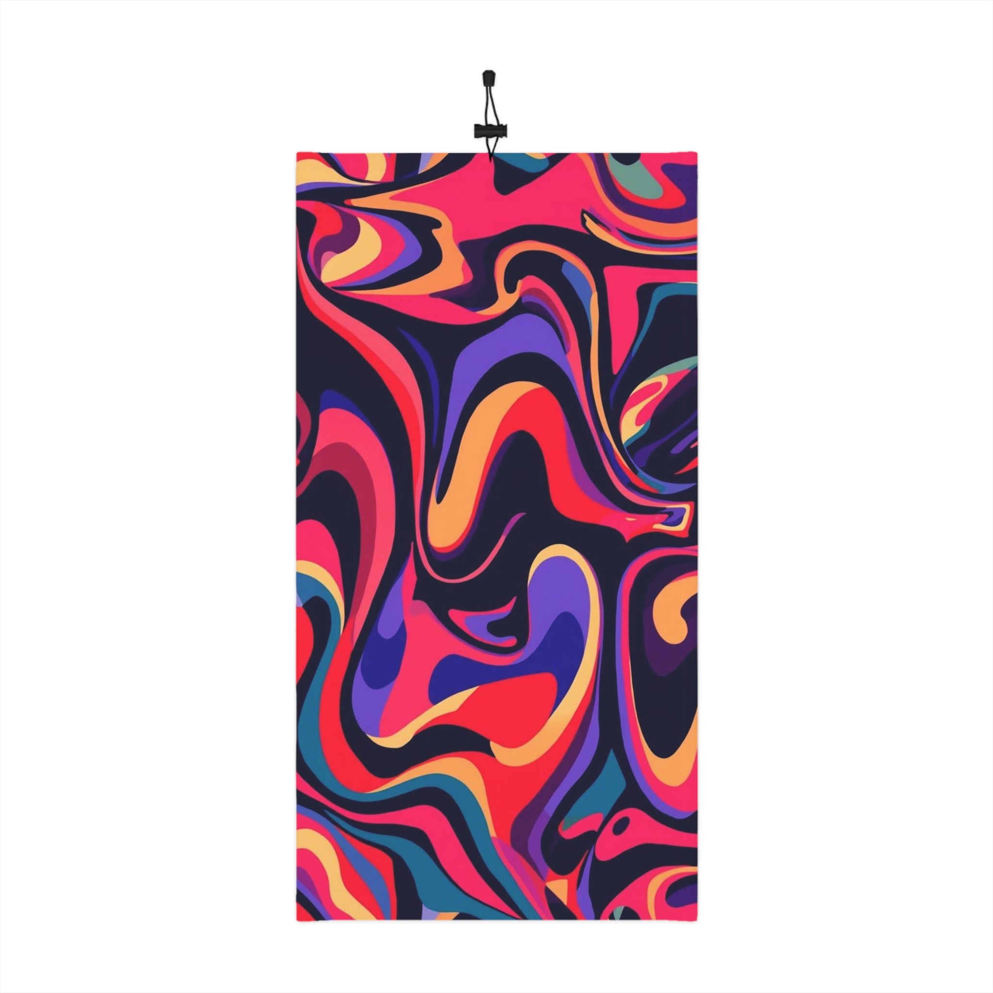 Colorful Swirl Winter Neck Gaiter with Drawstring — Retro Psychedelic Face Mask Scarf