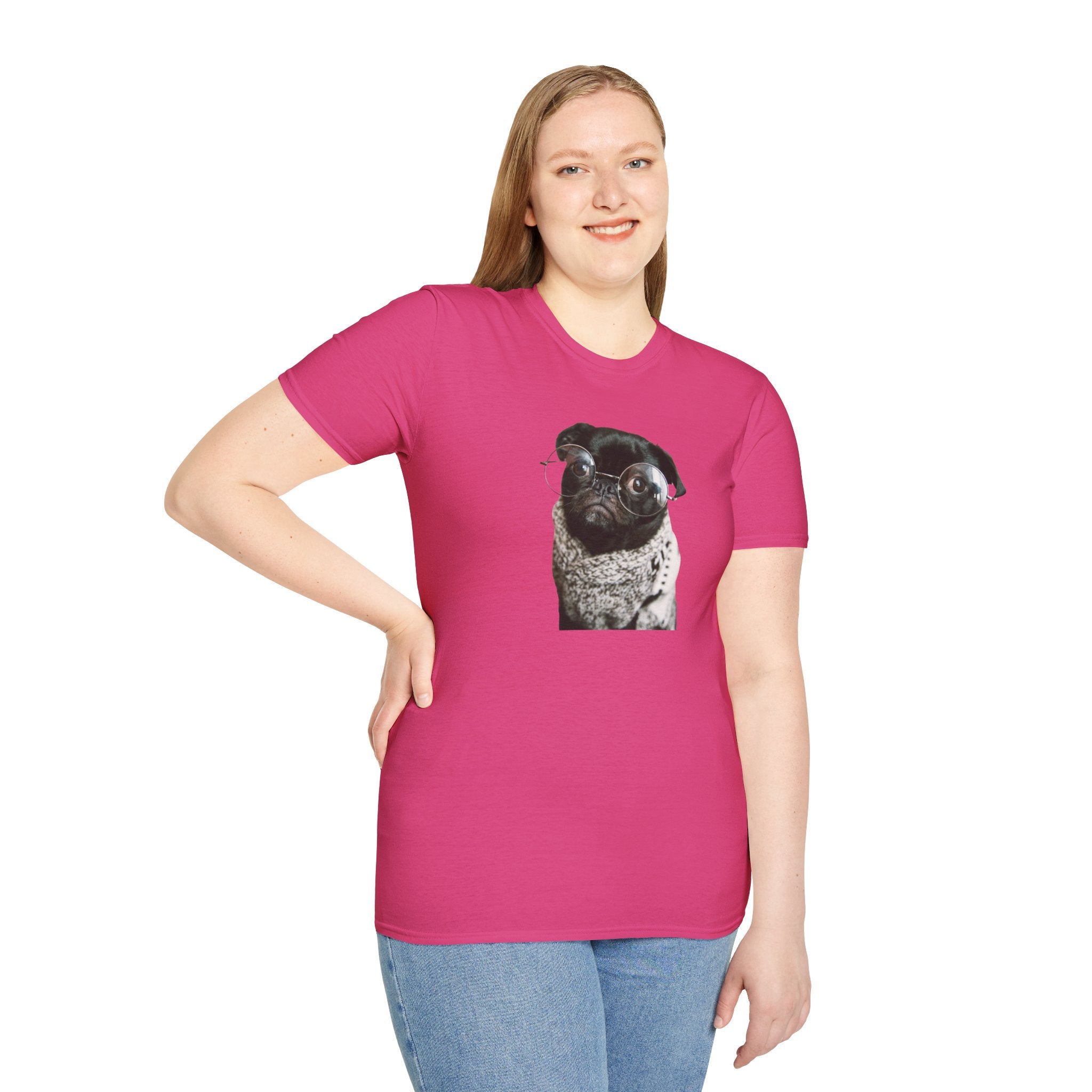 Cute Pug with glasses Graphic unisex T-Shirt