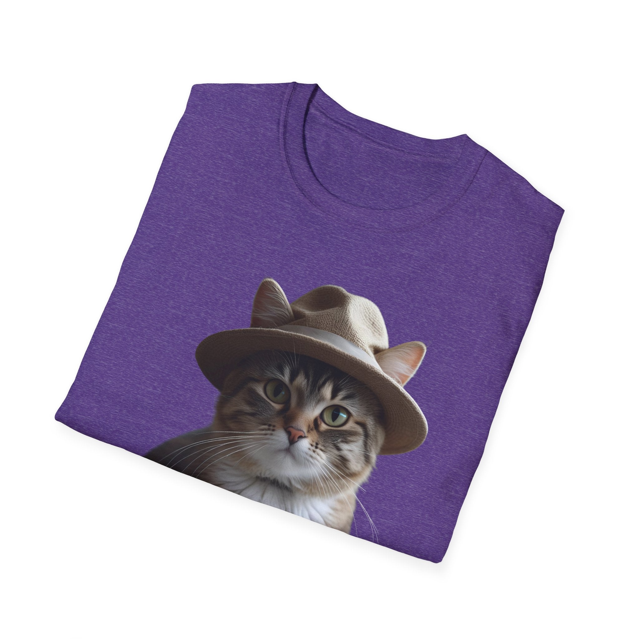 Cat in Hat Unisex T-Shirt, Funny Cat Shirt, Gift for Cat Lovers, Animal Lovers Apparel, Quirky Gift Idea