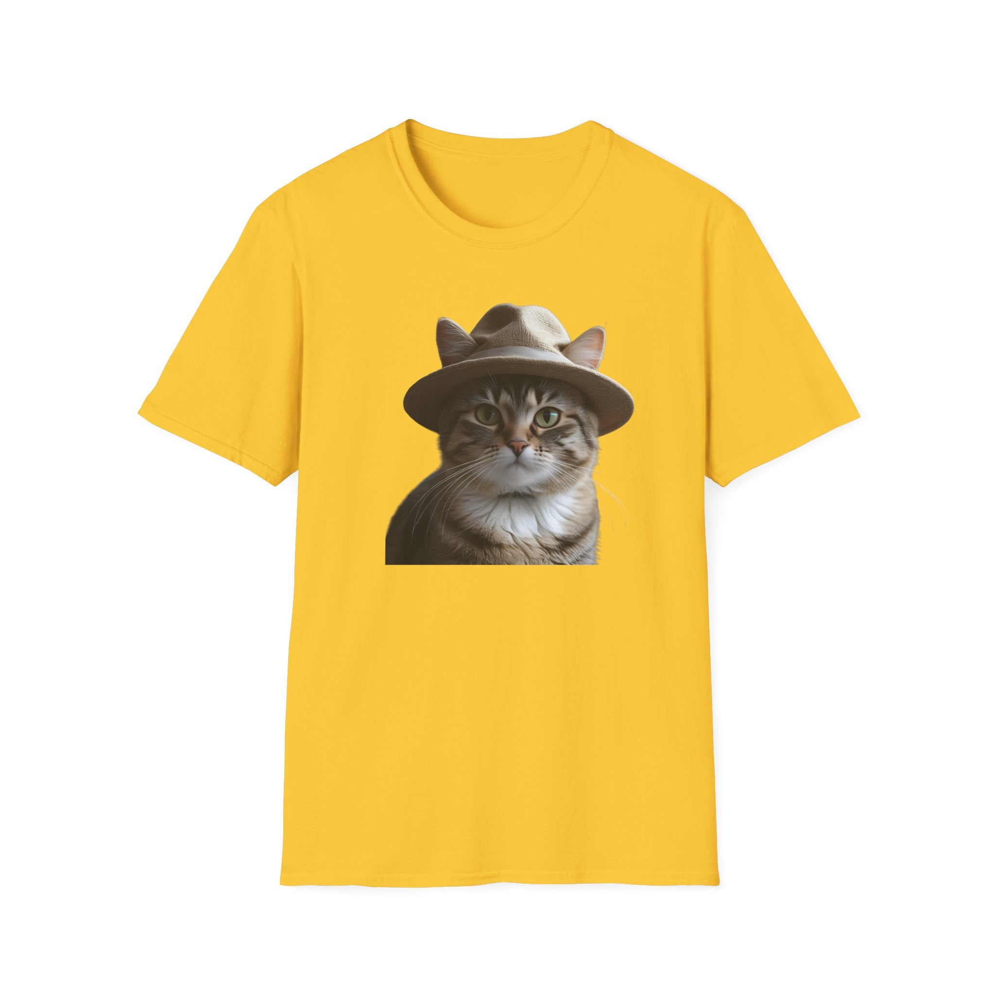 Cat in Hat Unisex T-Shirt, Funny Cat Shirt, Gift for Cat Lovers, Animal Lovers Apparel, Quirky Gift Idea