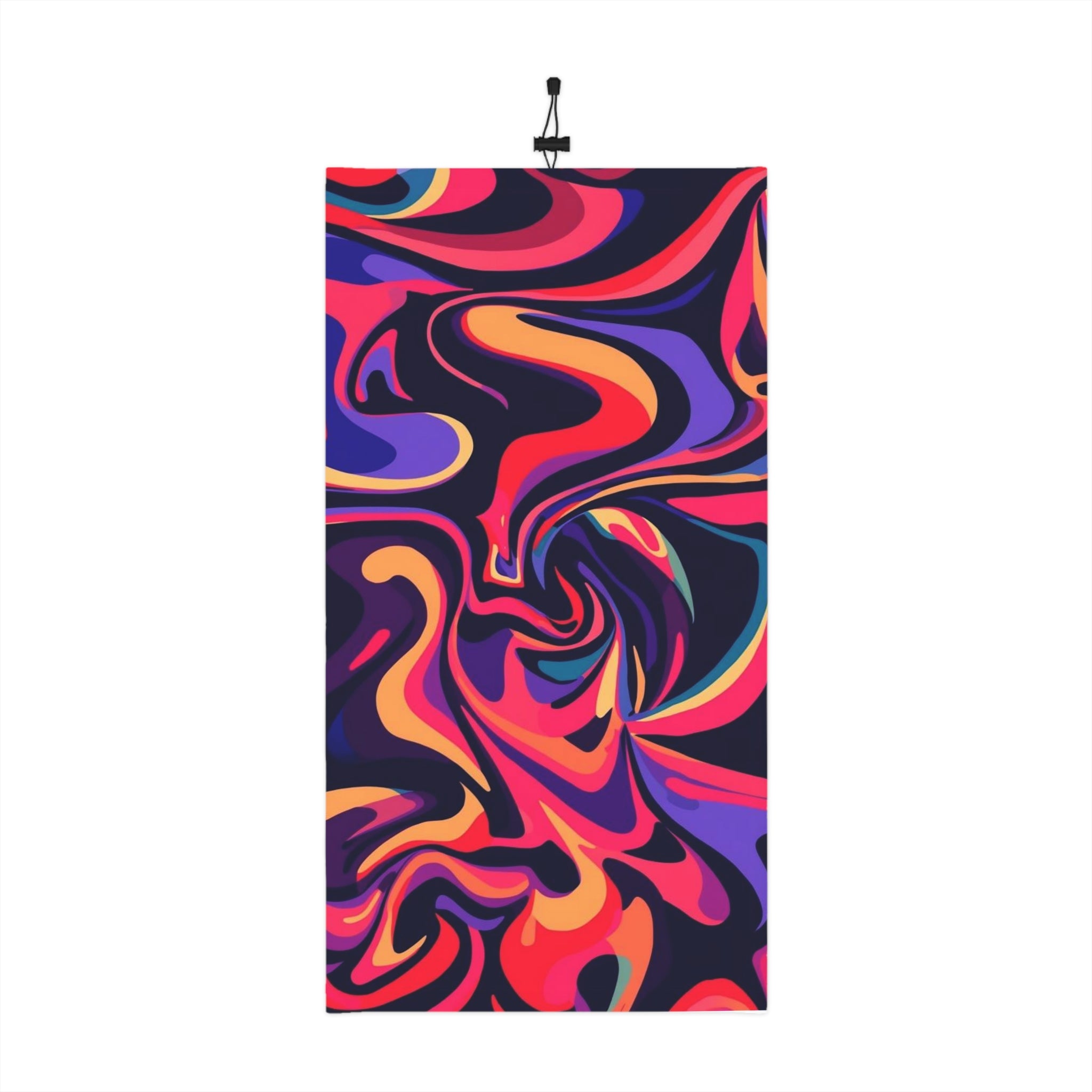 Colorful Swirl Winter Neck Gaiter with Drawstring — Retro Psychedelic Face Mask Scarf