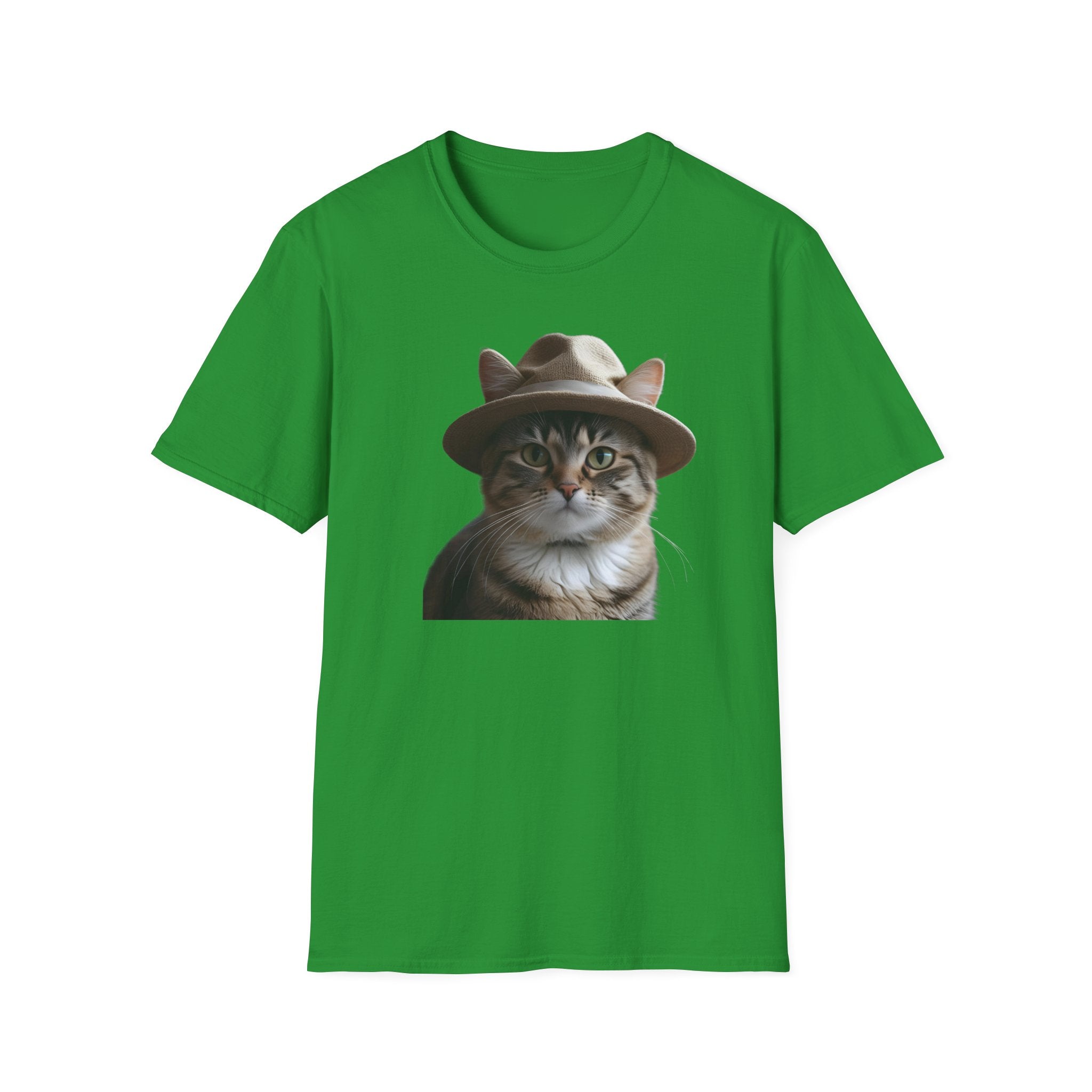 Cat in Hat Unisex T-Shirt, Funny Cat Shirt, Gift for Cat Lovers, Animal Lovers Apparel, Quirky Gift Idea