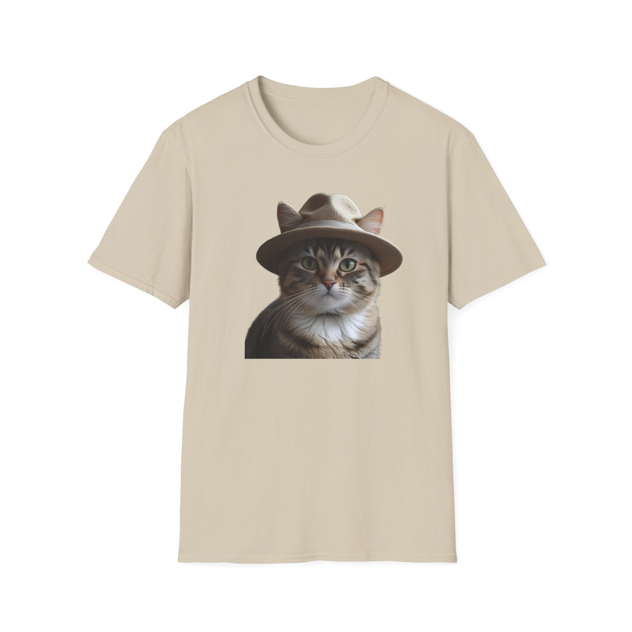 Cat in Hat Unisex T-Shirt, Funny Cat Shirt, Gift for Cat Lovers, Animal Lovers Apparel, Quirky Gift Idea