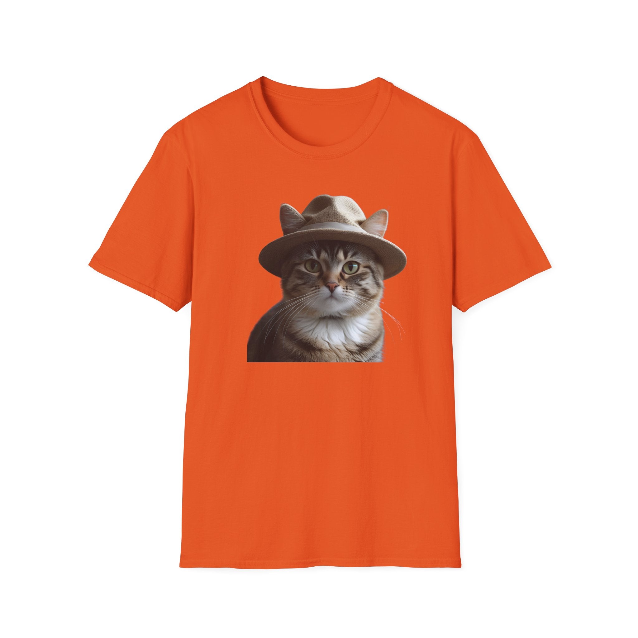Cat in Hat Unisex T-Shirt, Funny Cat Shirt, Gift for Cat Lovers, Animal Lovers Apparel, Quirky Gift Idea