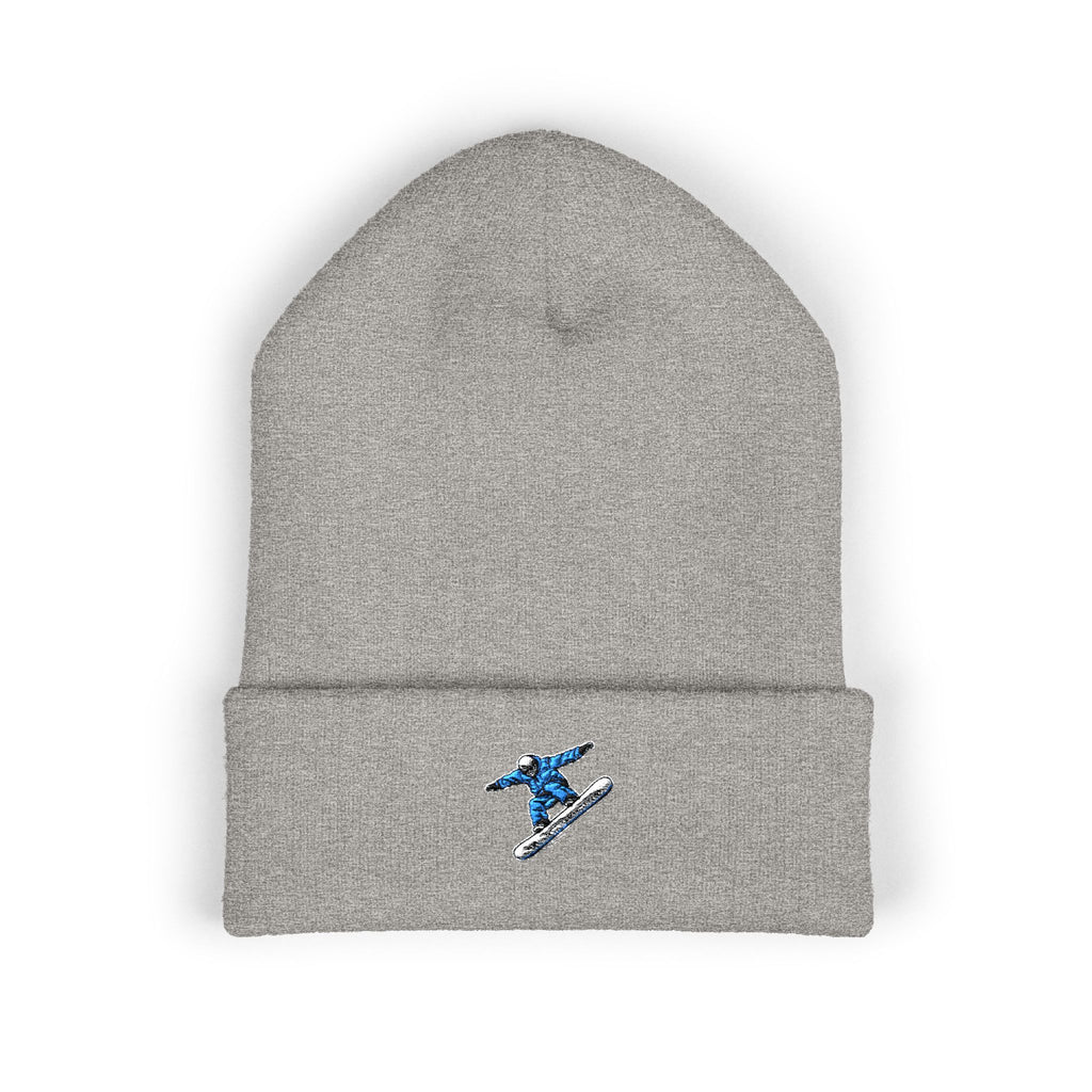 Embroidered Snowboarder Cuffed Beanie Customizable— Winter Ski & Snowboard Beanie