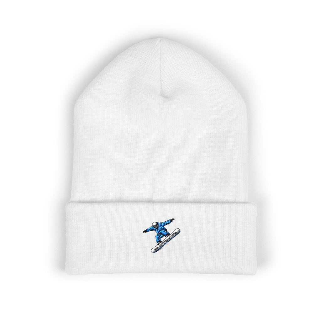 Embroidered Snowboarder Cuffed Beanie Customizable— Winter Ski & Snowboard Beanie