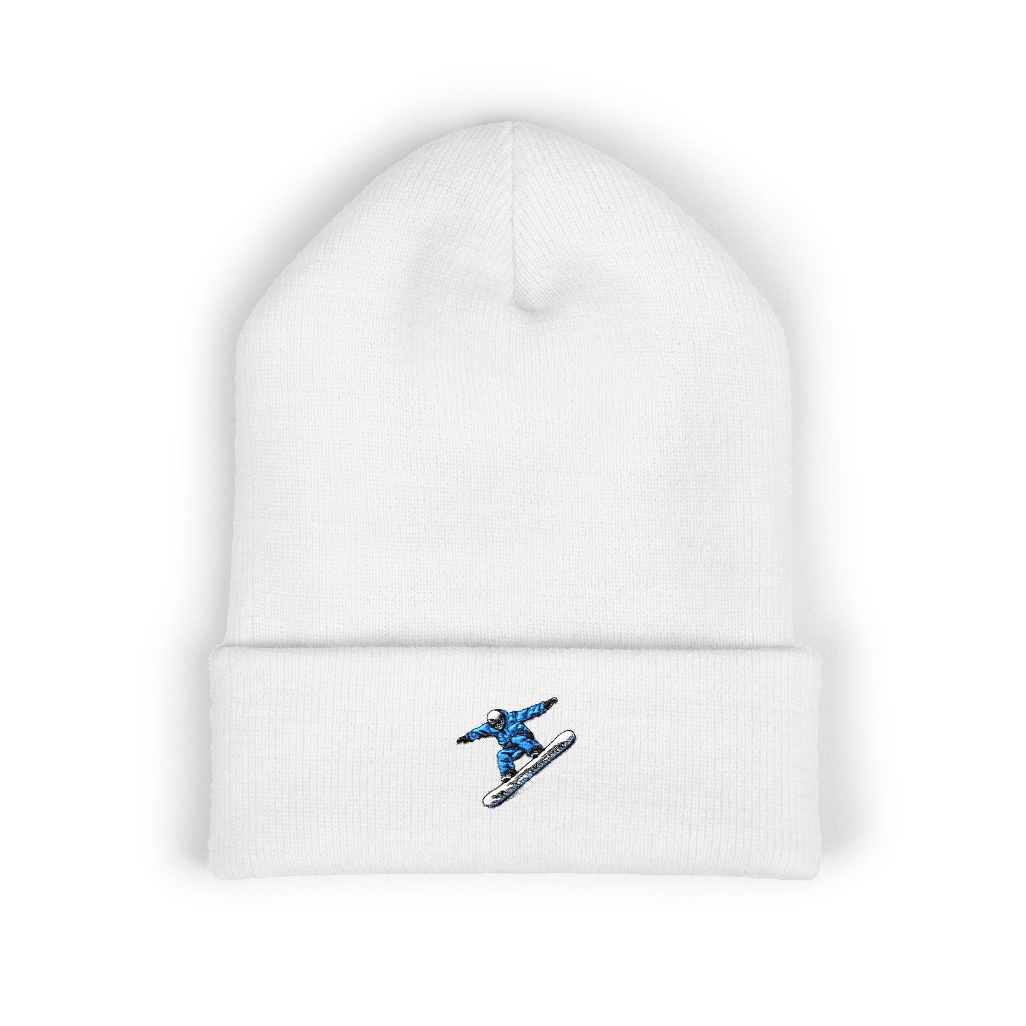 Embroidered Snowboarder Cuffed Beanie Customizable— Winter Ski & Snowboard Beanie
