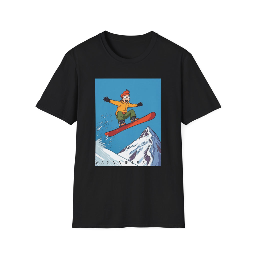 Snowboarder Mid-Air Scared Graphic T-Shirt — Funny Snowboarding Shirt