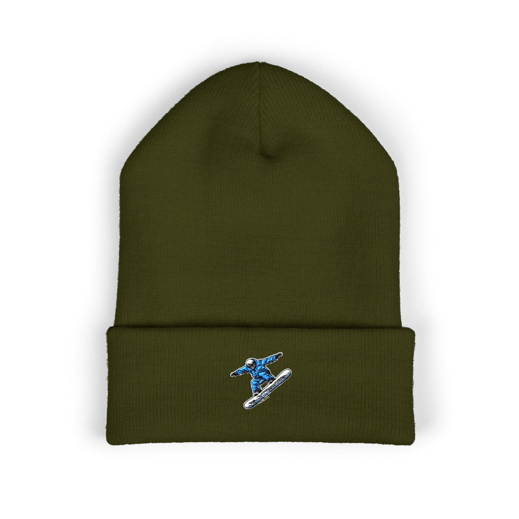 Embroidered Snowboarder Cuffed Beanie Customizable— Winter Ski & Snowboard Beanie