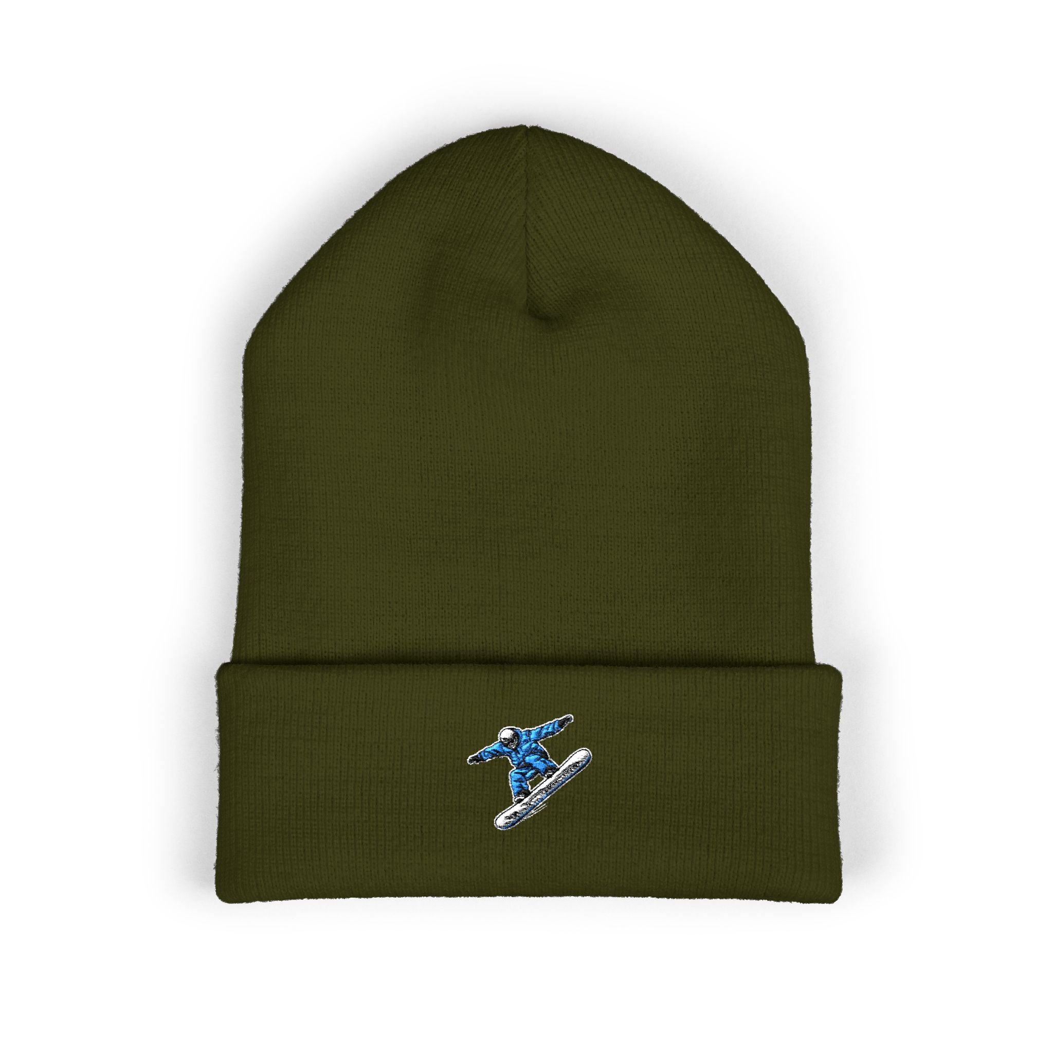 Embroidered Snowboarder Cuffed Beanie Customizable— Winter Ski & Snowboard Beanie