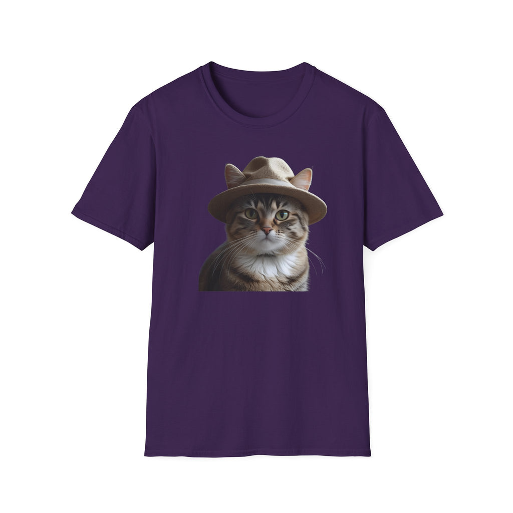 Cat in Hat Unisex T-Shirt, Funny Cat Shirt, Gift for Cat Lovers, Animal Lovers Apparel, Quirky Gift Idea