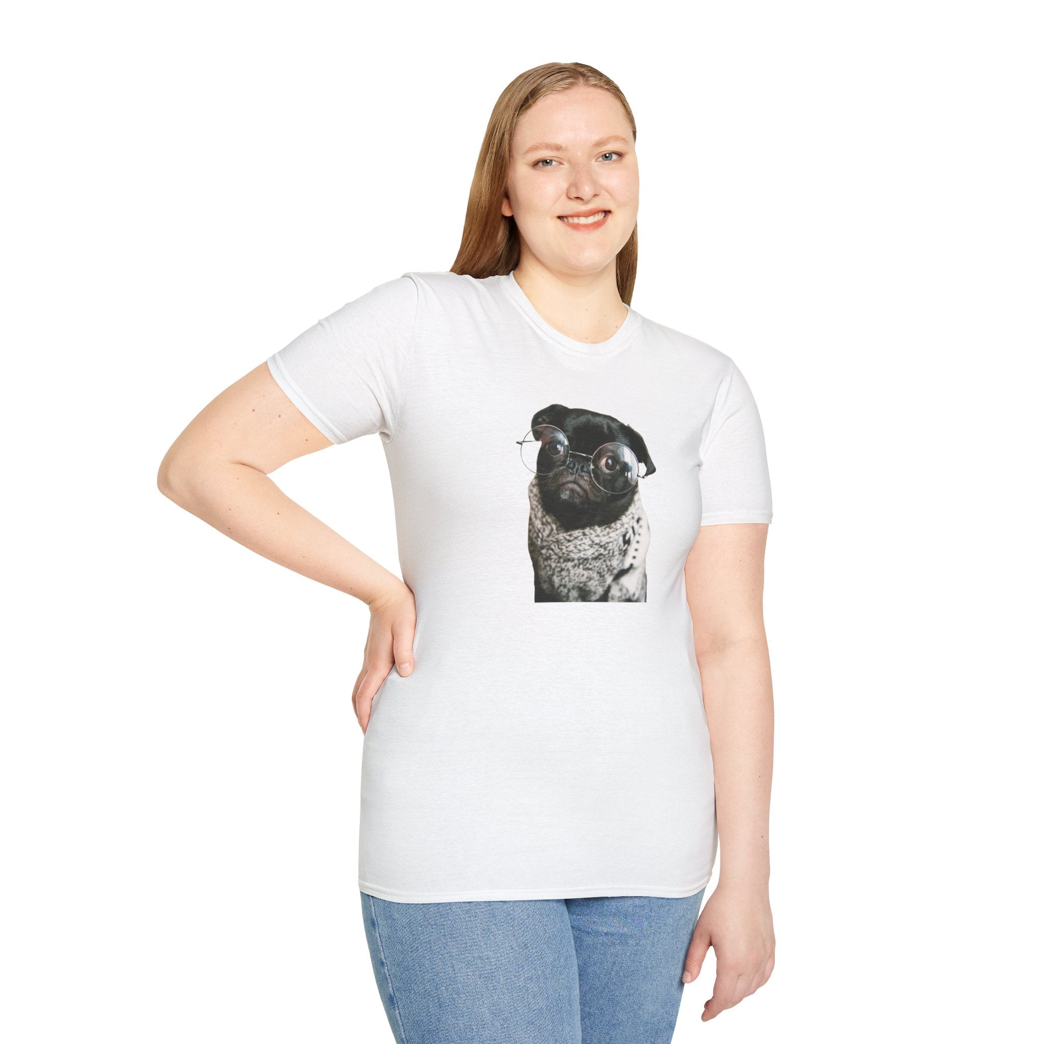 Cute Pug with glasses Graphic unisex T-Shirt
