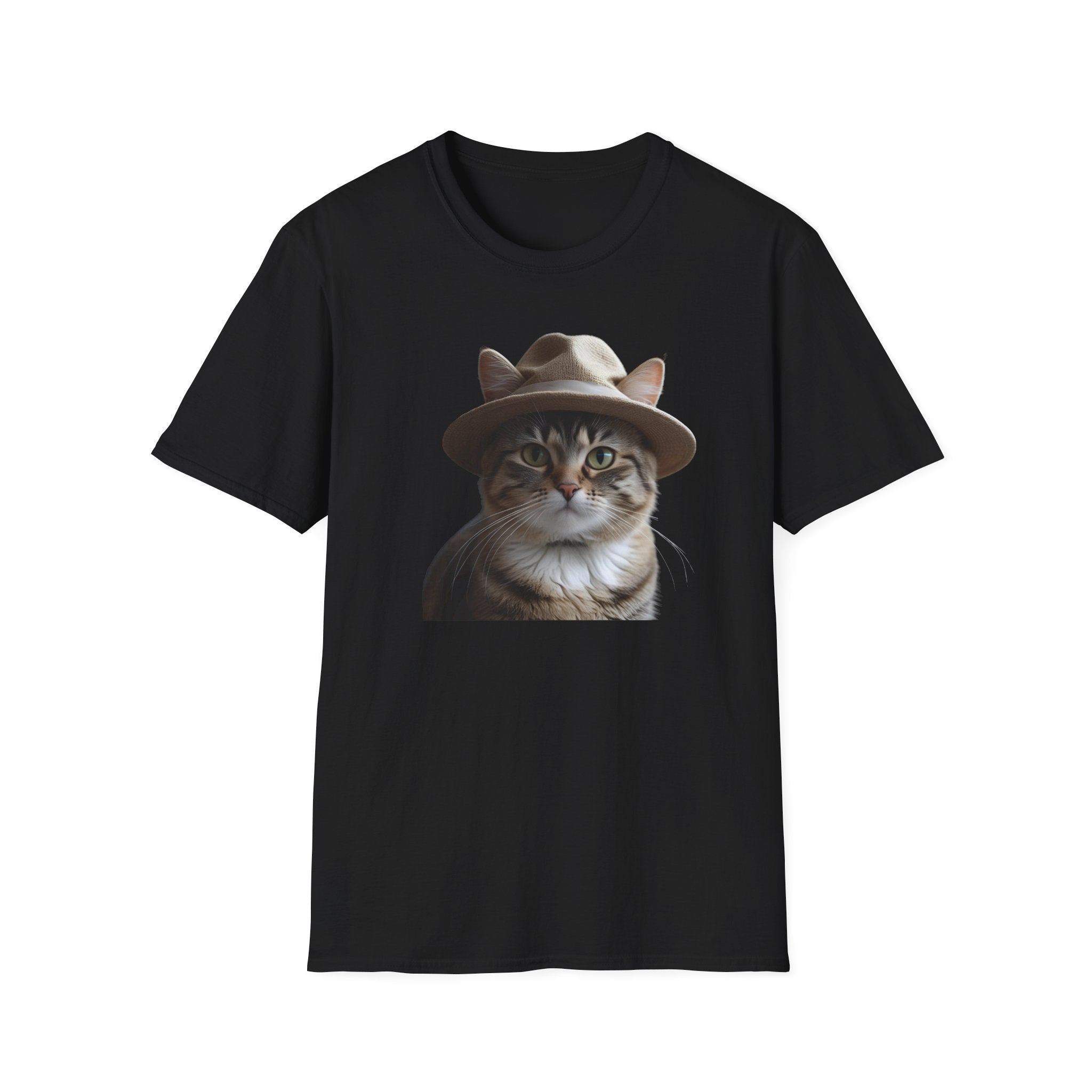 Cat in Hat Unisex T-Shirt, Funny Cat Shirt, Gift for Cat Lovers, Animal Lovers Apparel, Quirky Gift Idea