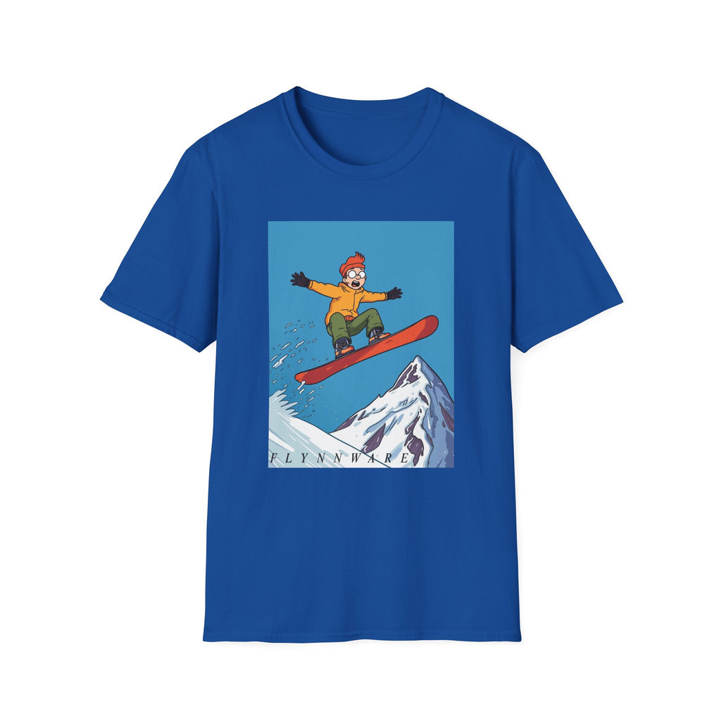 Snowboarder Mid-Air Scared Graphic T-Shirt — Funny Snowboarding Shirt