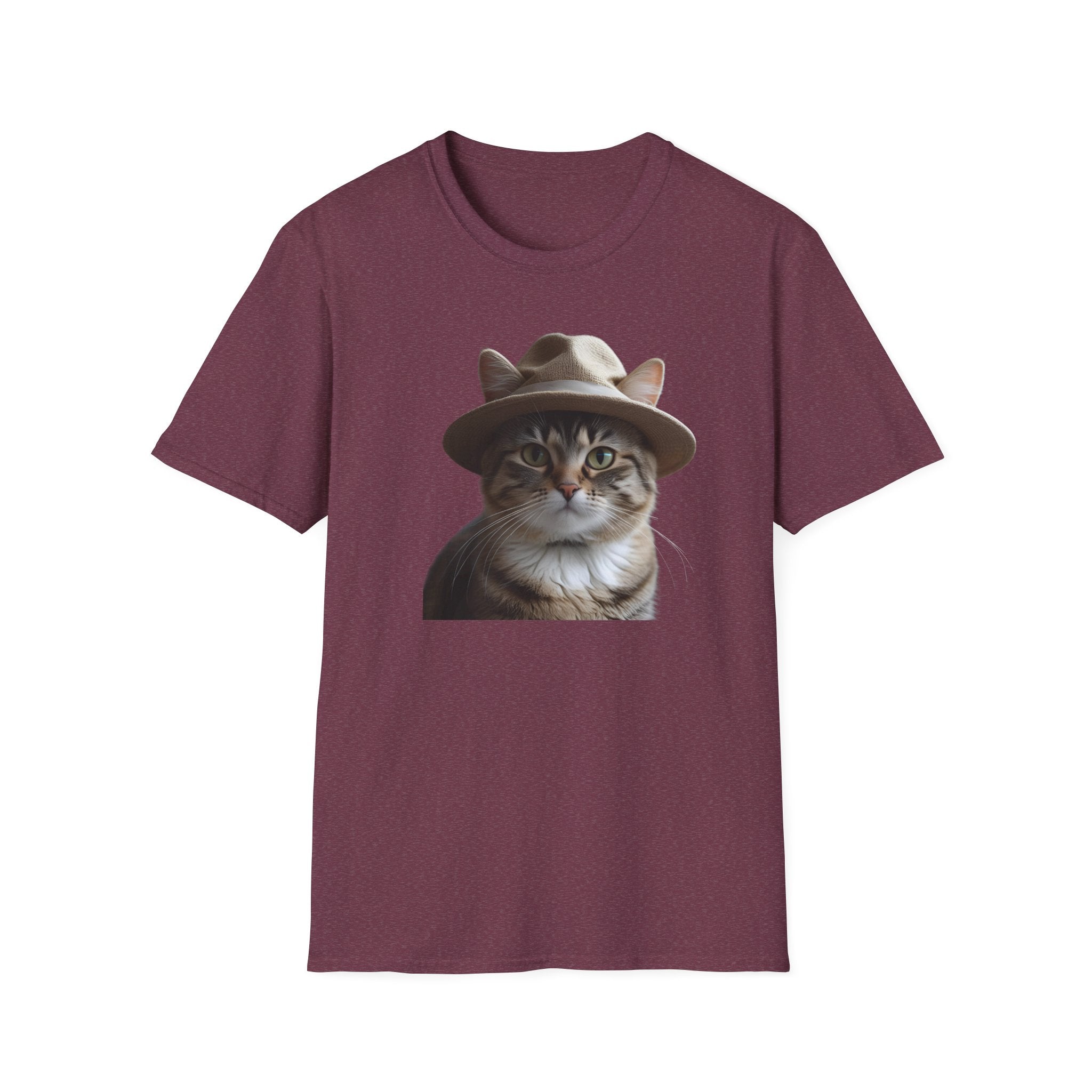 Cat in Hat Unisex T-Shirt, Funny Cat Shirt, Gift for Cat Lovers, Animal Lovers Apparel, Quirky Gift Idea