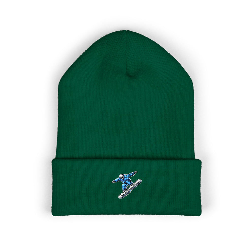 Embroidered Snowboarder Cuffed Beanie Customizable— Winter Ski & Snowboard Beanie