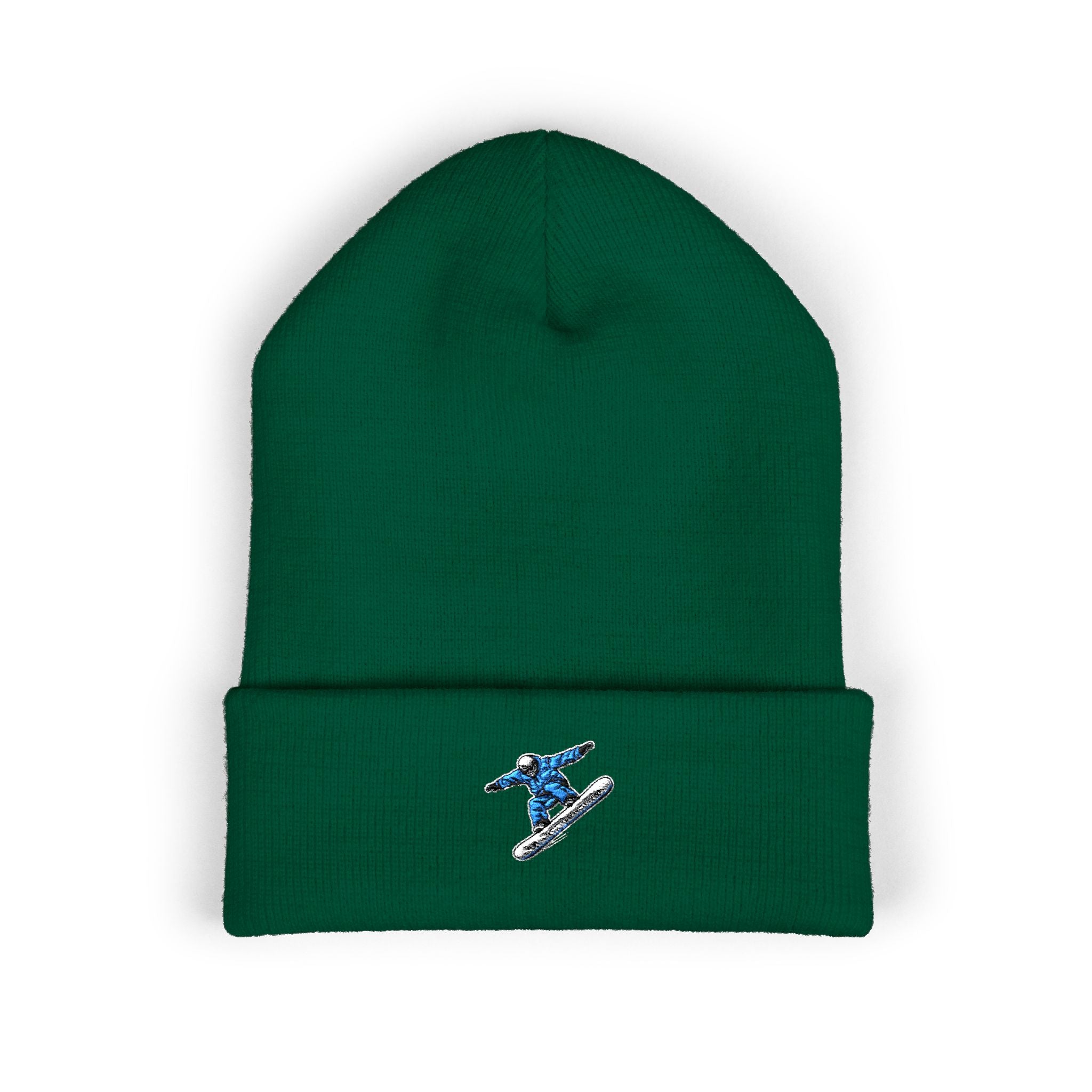 Embroidered Snowboarder Cuffed Beanie Customizable— Winter Ski & Snowboard Beanie