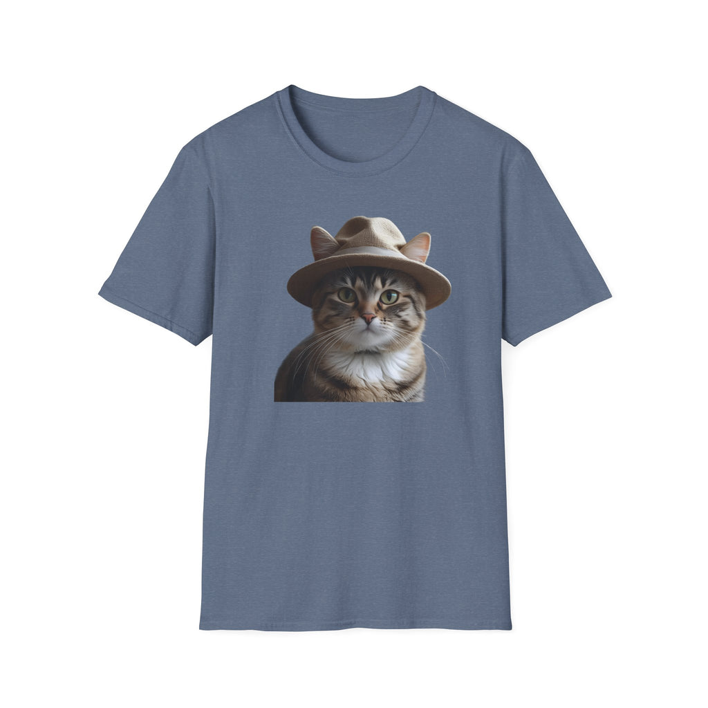 Cat in Hat Unisex T-Shirt, Funny Cat Shirt, Gift for Cat Lovers, Animal Lovers Apparel, Quirky Gift Idea
