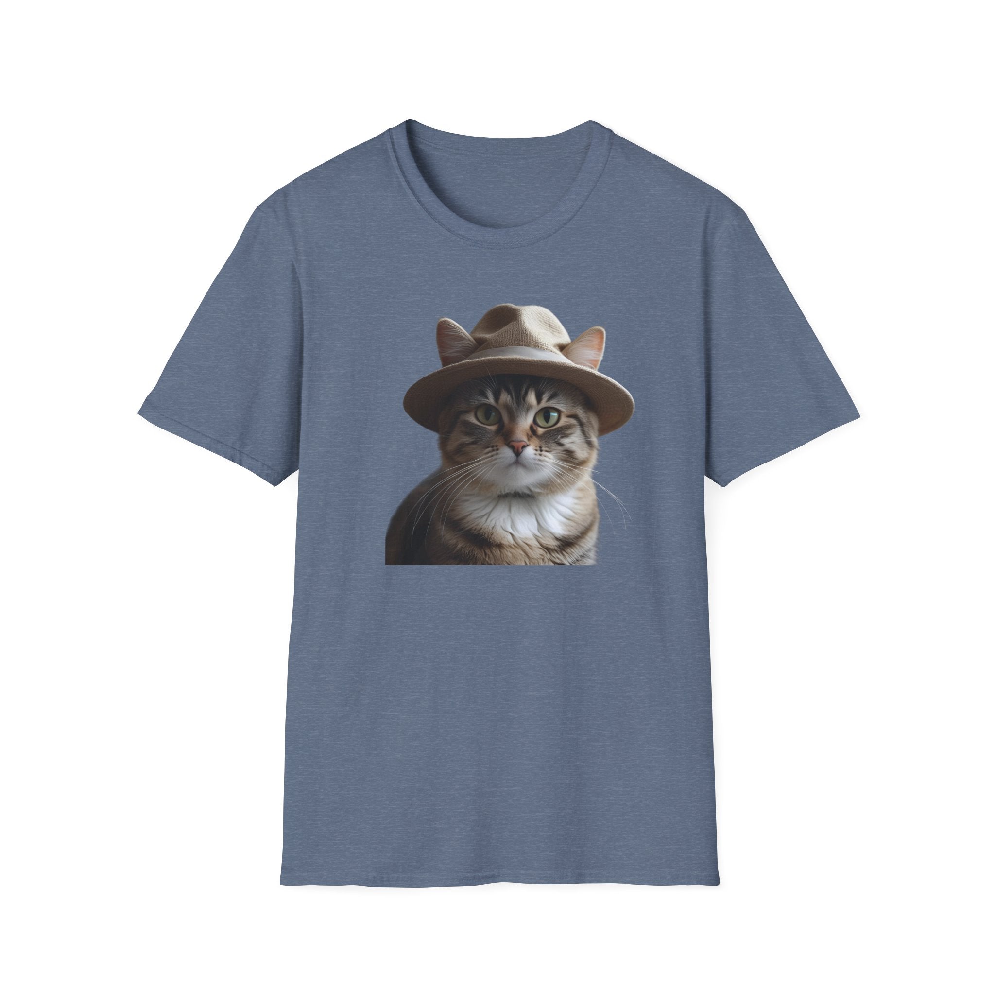 Cat in Hat Unisex T-Shirt, Funny Cat Shirt, Gift for Cat Lovers, Animal Lovers Apparel, Quirky Gift Idea