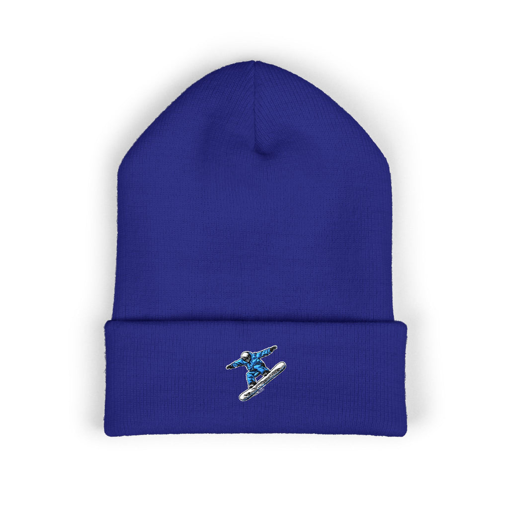 Embroidered Snowboarder Cuffed Beanie Customizable— Winter Ski & Snowboard Beanie