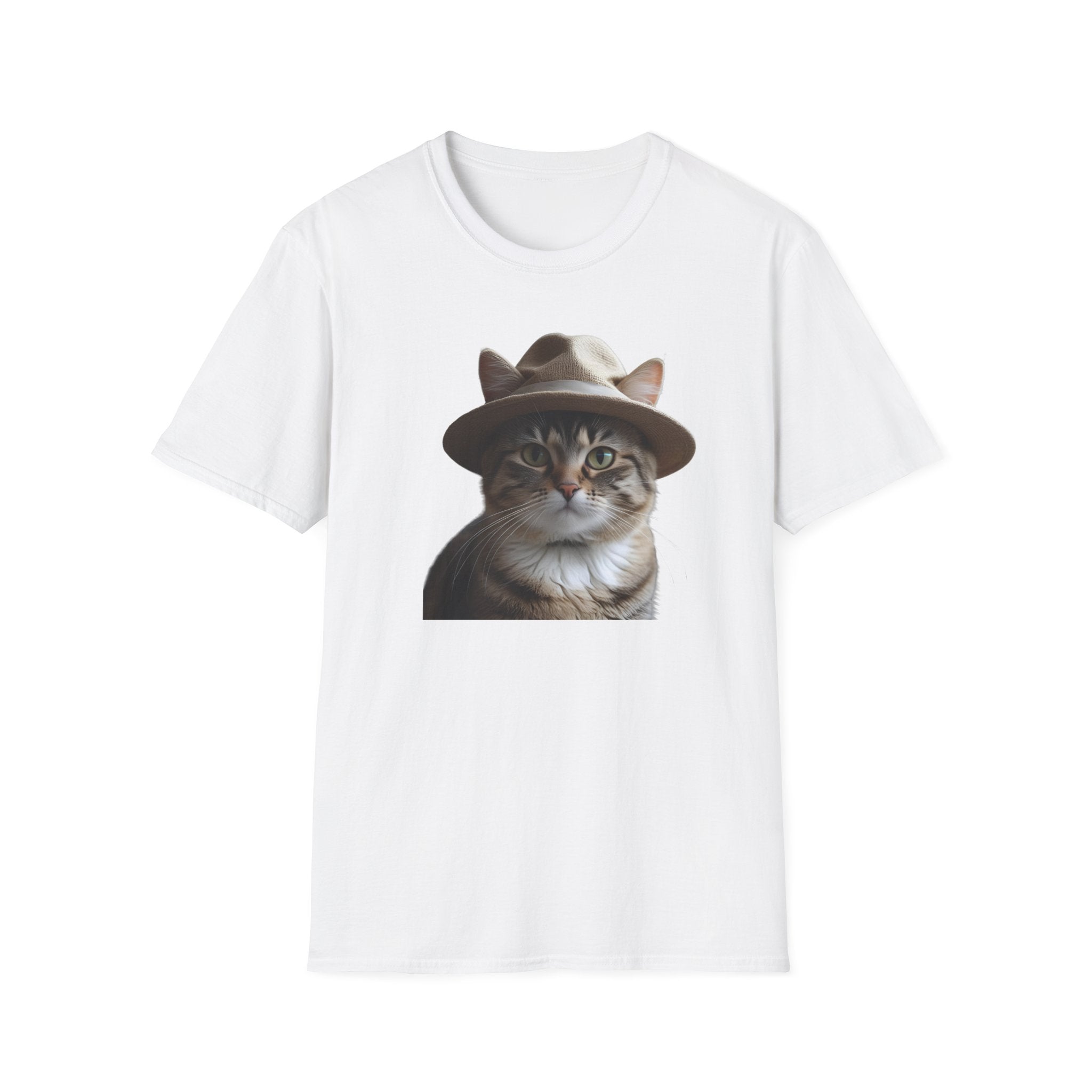 Cat in Hat Unisex T-Shirt, Funny Cat Shirt, Gift for Cat Lovers, Animal Lovers Apparel, Quirky Gift Idea